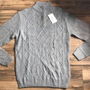 Bleu ice grey knitted 3/4 zipper NWT